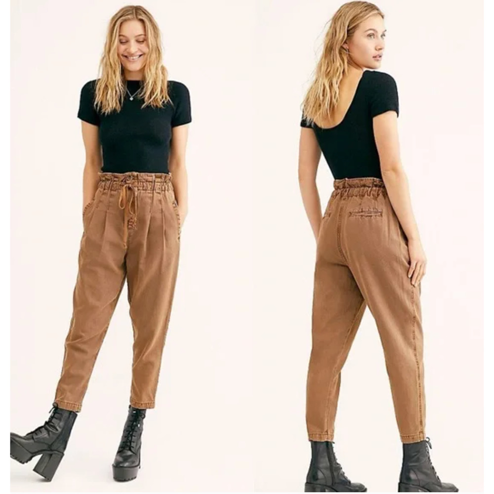 Free People Margate Pleated Trouser Pants High Waisted Baggy Grunge, L